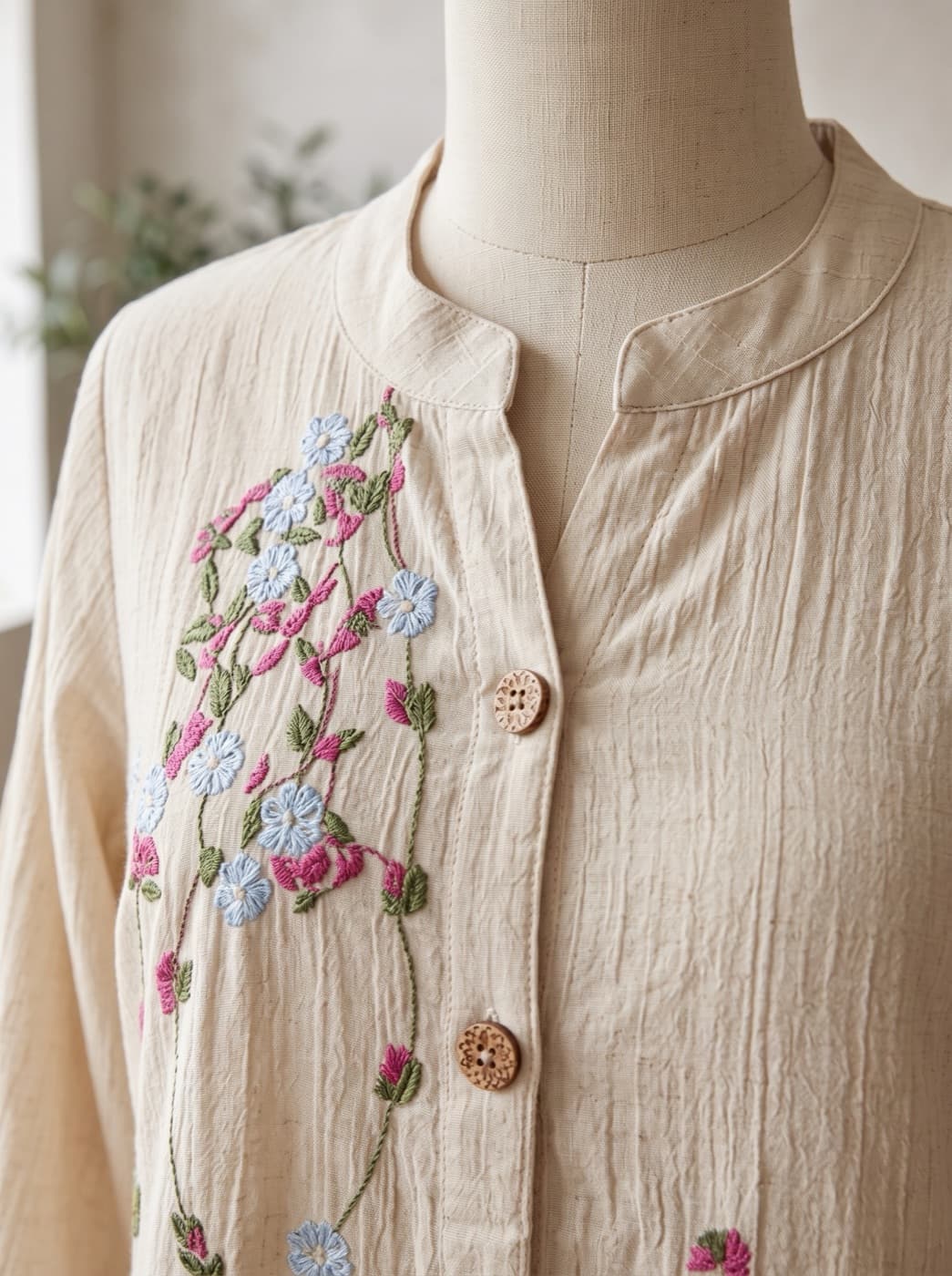 Ivory Floral Button Kurti 3