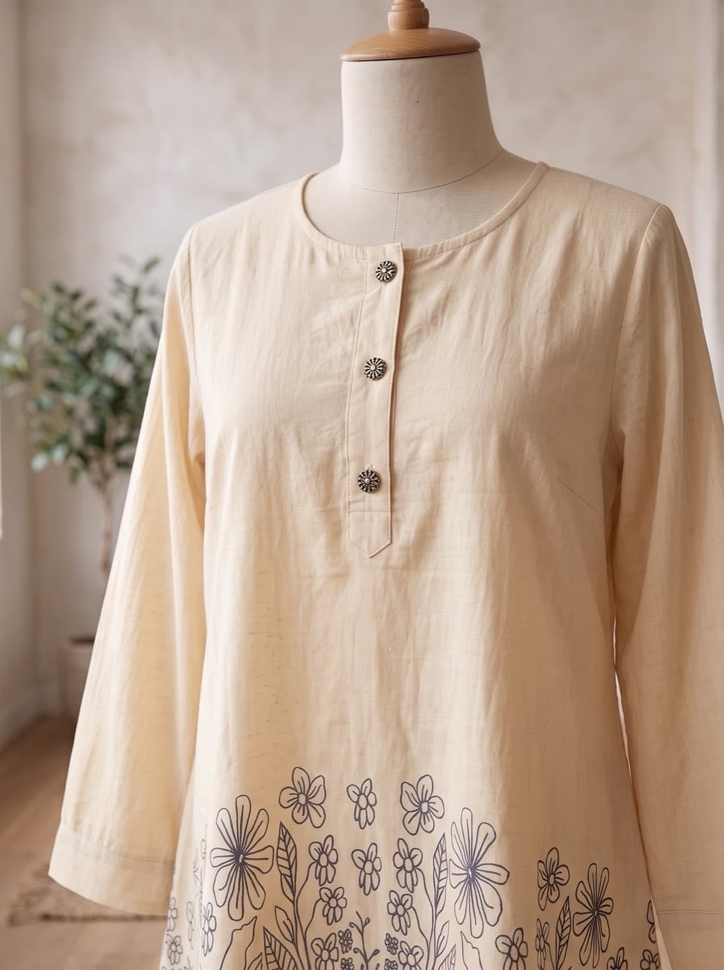 Cream Garden Kurti 3