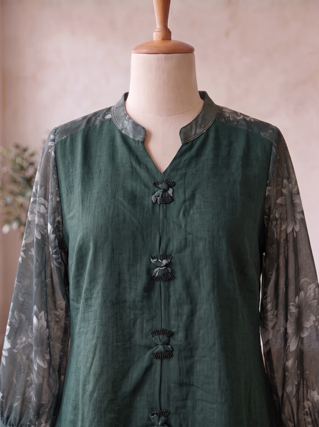 Emerald Contrast Sleeve Kurti 3