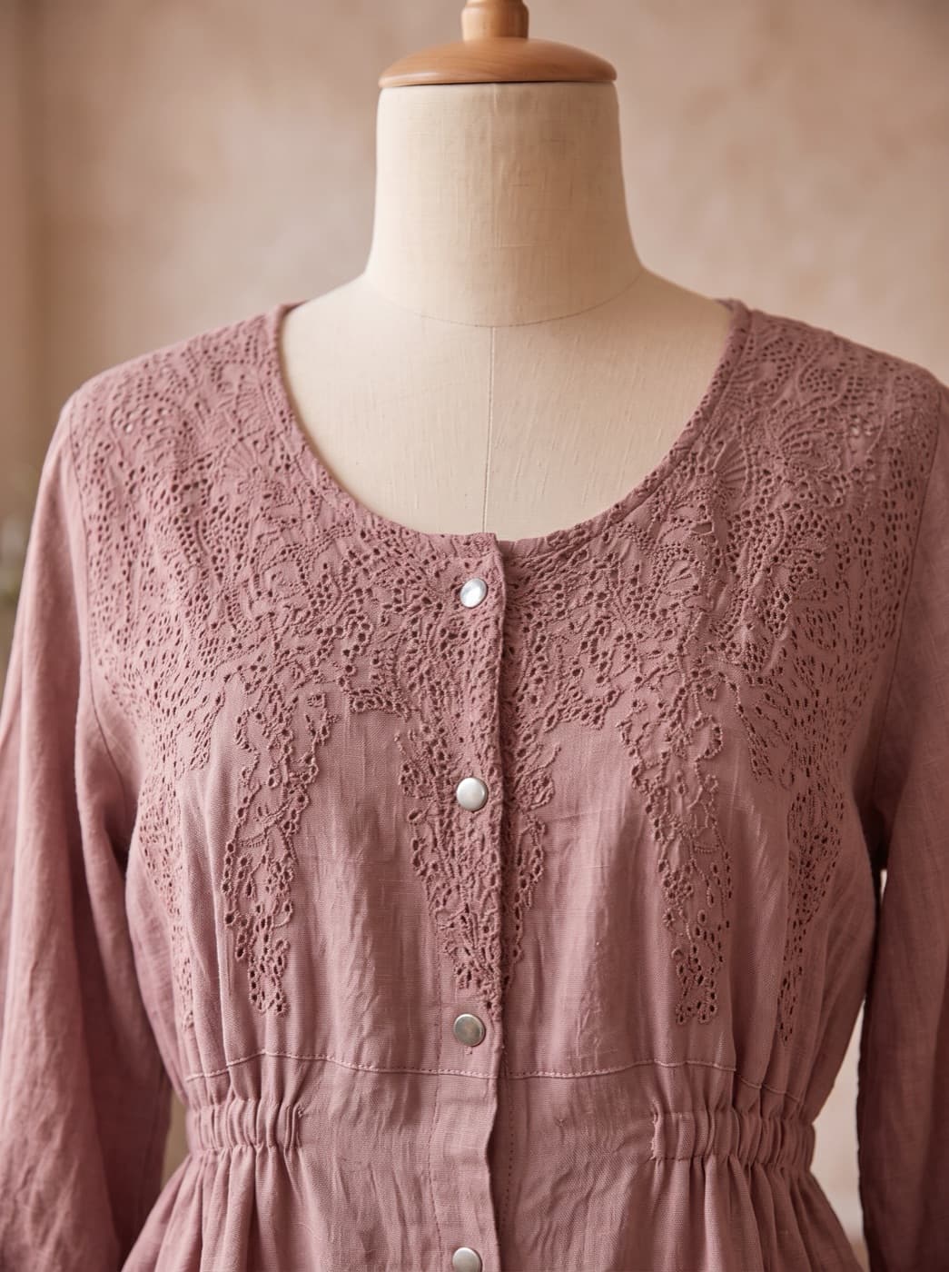 Blush Lace Yoke Kurti 3