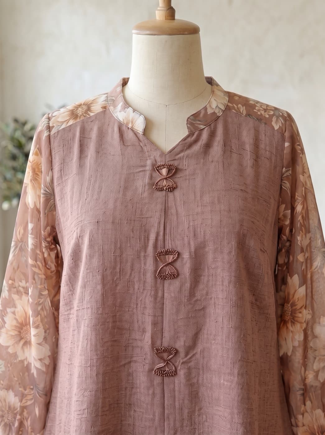Terracotta Knot-Button Kurti 3
