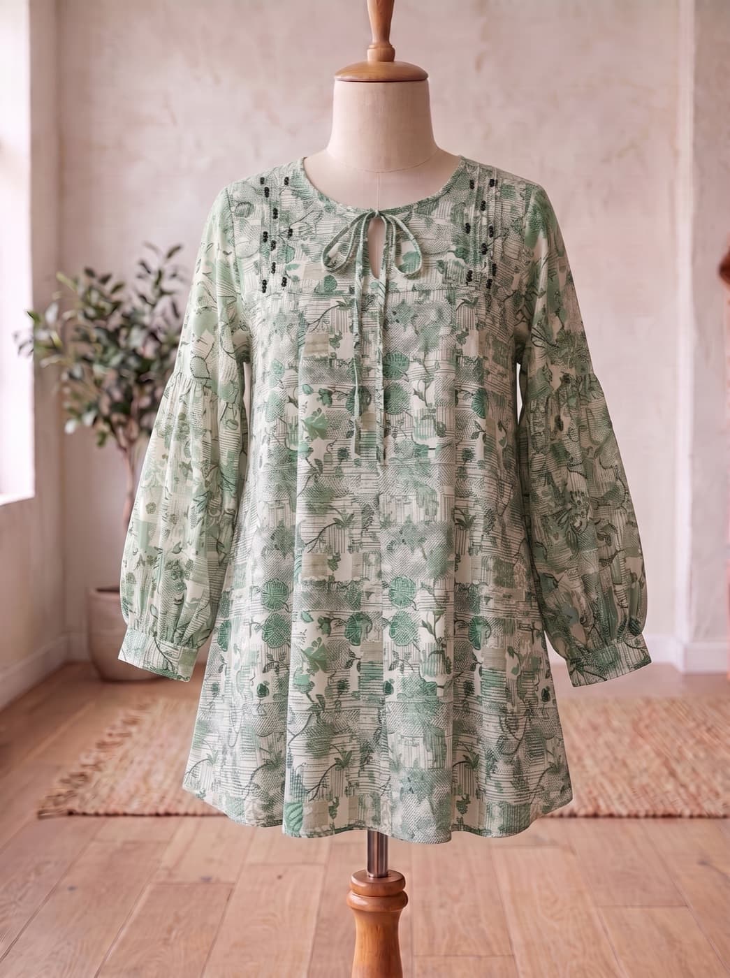 Green Garden Print Kurti
